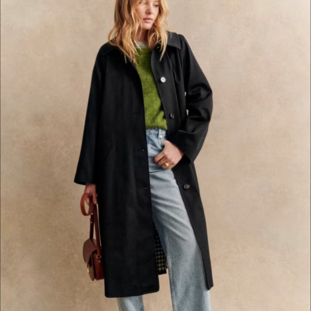 Sézane RARE NWT Clyde Trench Coat in Black Size 38/US 6